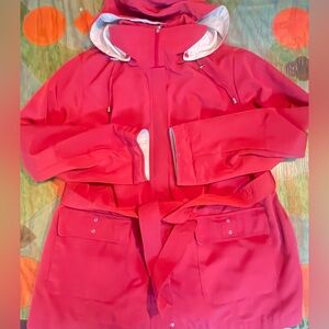 Weather Tamer Womens Red Long Sleeves Full Zip Rain Coat Jacket Parka Sz 1X 1XG